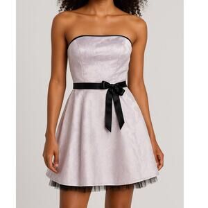 Jessica McClintock Gunne Sax Strapless Lilac Silver Jacquard Prom Party Dress